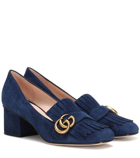 gucci navy blue pumps|blue suede gucci sneakers.